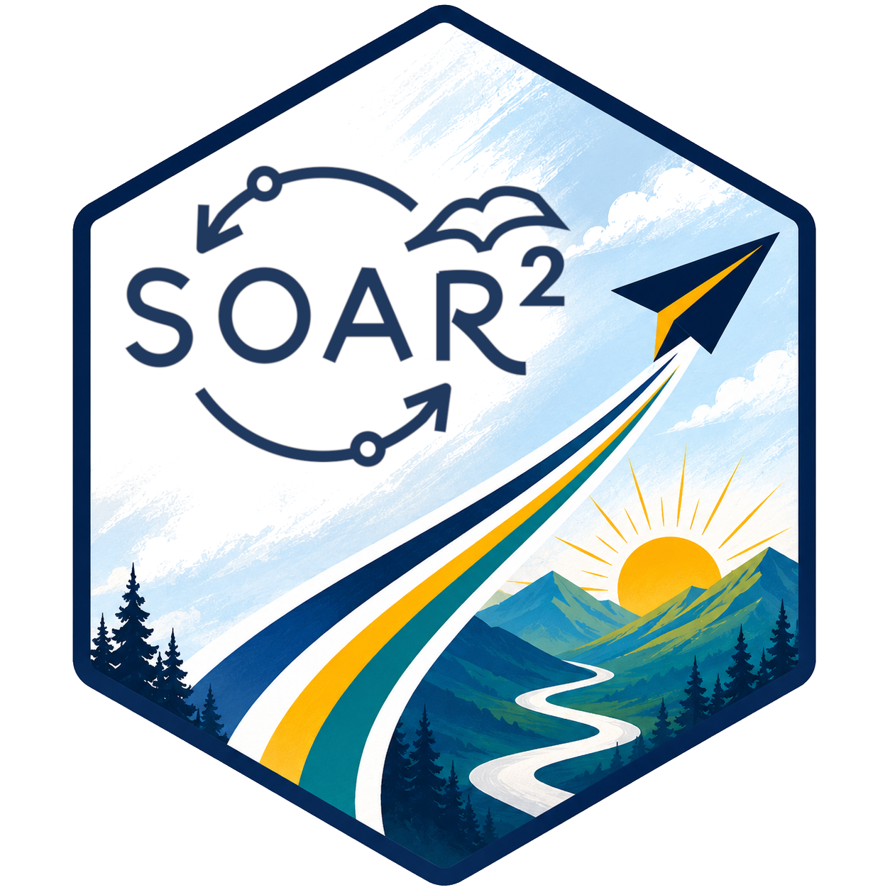 SOAR² hexagon graphic